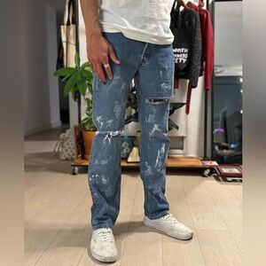 Levi's Blue Distressed Relaxed Jeans